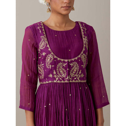 Priya Chaudhary Purple Kurtas Purple Kurta with Pant and Jacket (Set of 3)