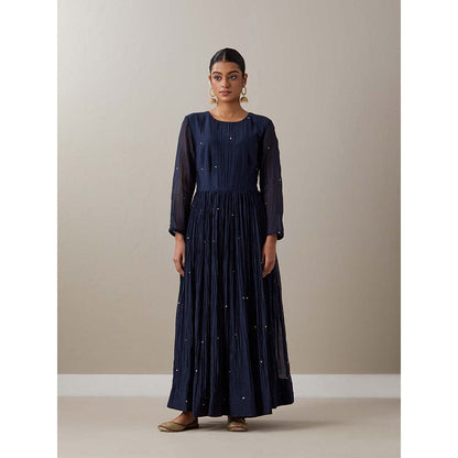 Priya Chaudhary Blue Kurtas Navy Blue Kurta with Pant and Jacket (Set of 3)