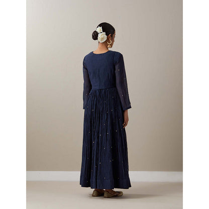 Priya Chaudhary Blue Kurtas Navy Blue Kurta with Pant and Jacket (Set of 3)