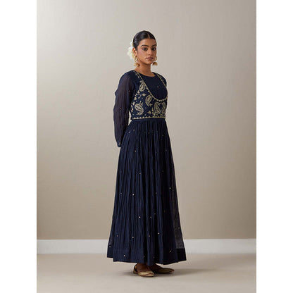 Priya Chaudhary Blue Kurtas Navy Blue Kurta with Pant and Jacket (Set of 3)