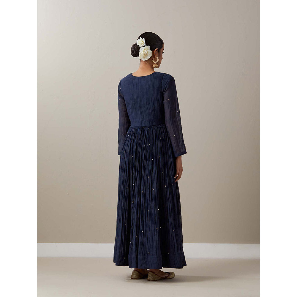 Priya Chaudhary Blue Kurtas Navy Blue Kurta with Jacket (Set of 2)