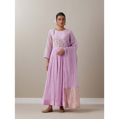 Priya Chaudhary Light Pink Kurtas Mauve Jacket Kurta with Pant and Dupatta (Set of 4)