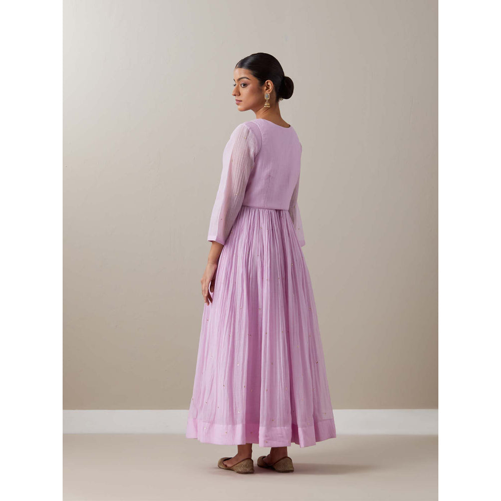 Priya Chaudhary Light Pink Kurtas Mauve Jacket Kurta with Pant and Dupatta (Set of 4)