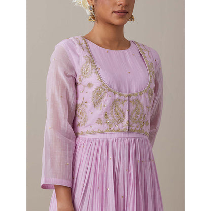Priya Chaudhary Light Pink Kurtas Mauve Kurta with Jacket (Set of 2)