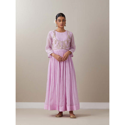 Priya Chaudhary Light Pink Kurtas Mauve Kurta with Jacket (Set of 2)