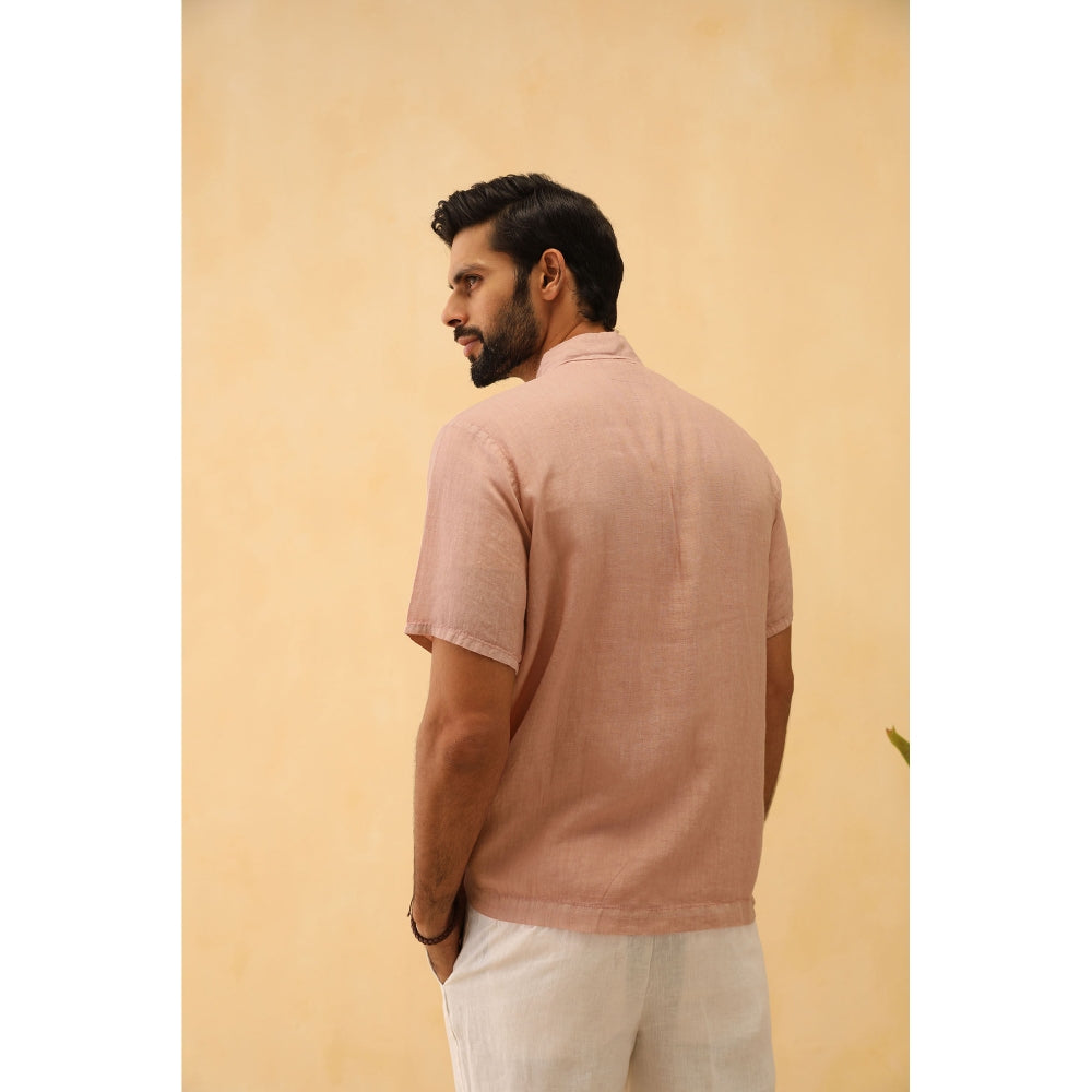 PRIMAL GRAY Dusky Pink Organic Linen Oversize 2 Colour Shirt