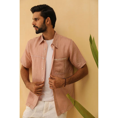 PRIMAL GRAY Dusky Pink Organic Linen Oversize 2 Colour Shirt
