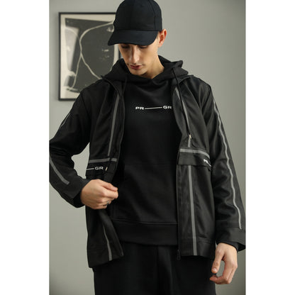 PRIMAL GRAY Black Recycled Polyester Layered Puffer Jacket