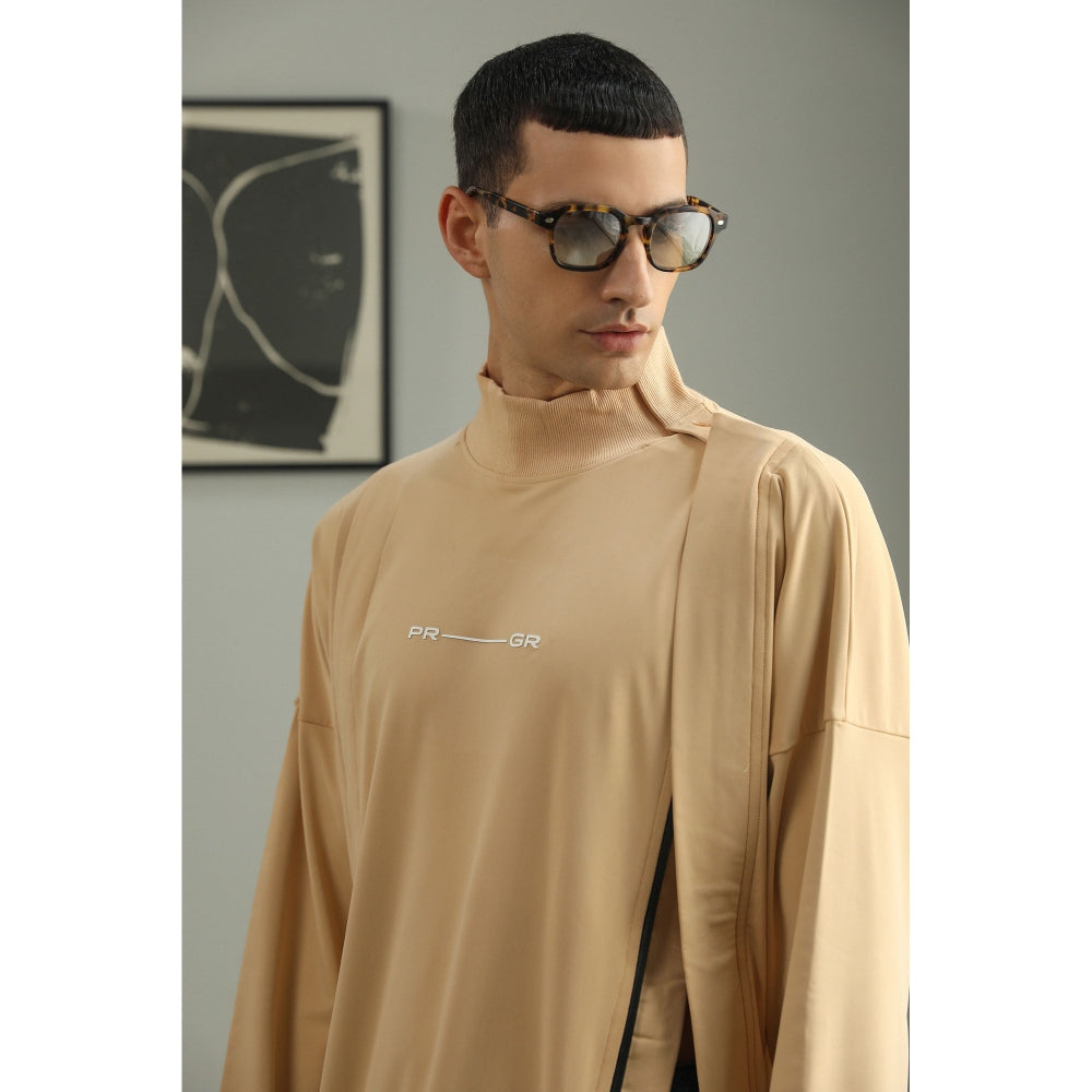 PRIMAL GRAY Beige Recycled Polyester Kimono Sleeve Jacket