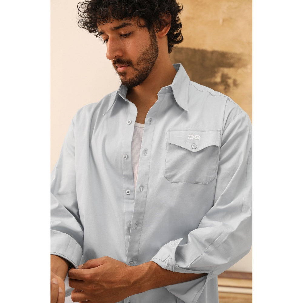 PRIMAL GRAY Blue Organic Cotton Extra Long Shirt