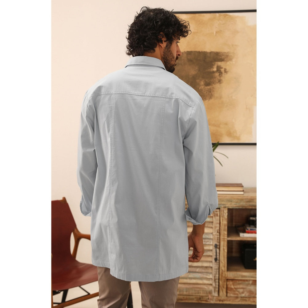 PRIMAL GRAY Blue Organic Cotton Extra Long Shirt