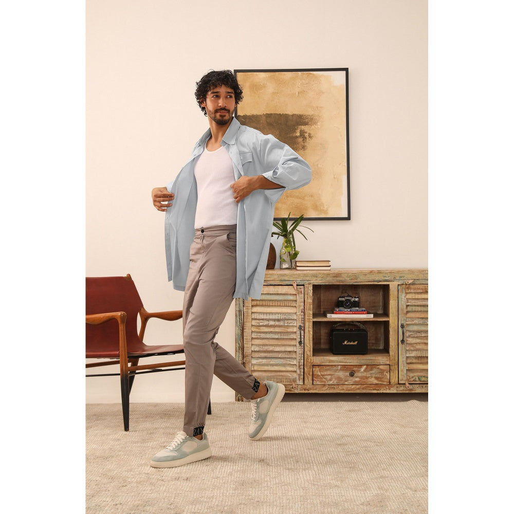 PRIMAL GRAY Blue Organic Cotton Extra Long Shirt