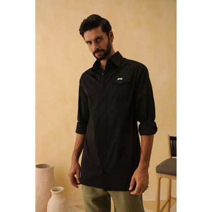 PRIMAL GRAY Black Organic Cotton Extra Long Shirt