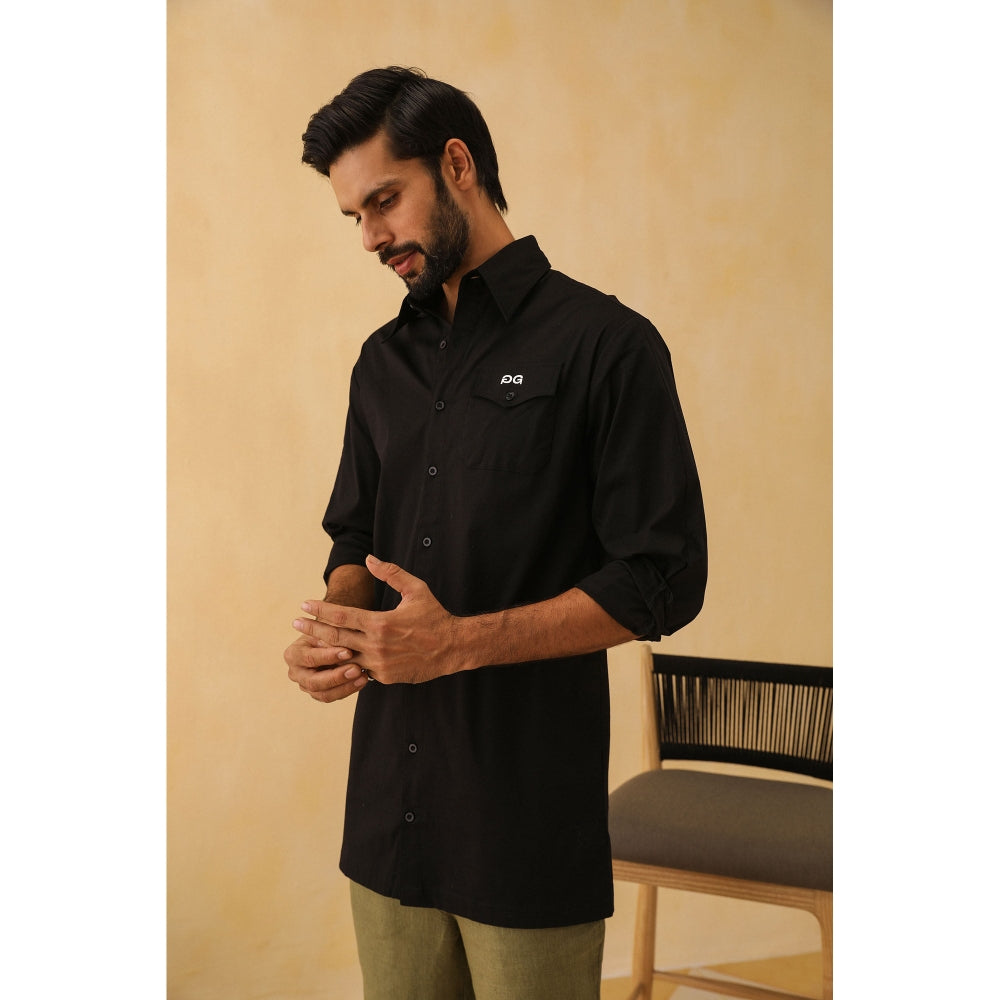 PRIMAL GRAY Black Organic Cotton Extra Long Shirt