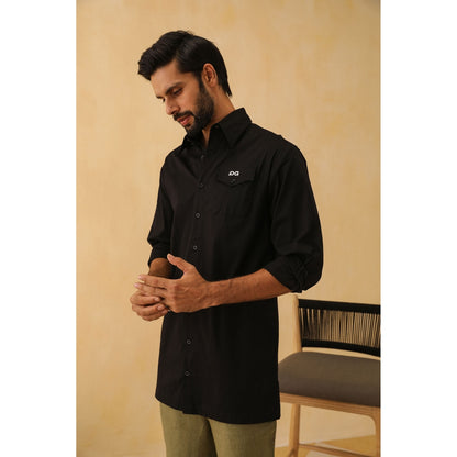 PRIMAL GRAY Black Organic Cotton Extra Long Shirt