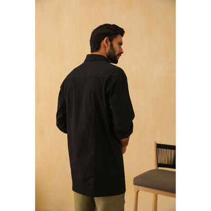 PRIMAL GRAY Black Organic Cotton Extra Long Shirt