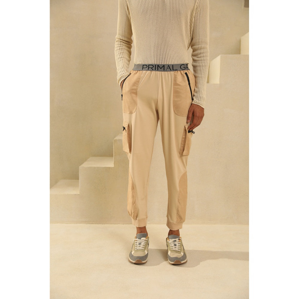 PRIMAL GRAY Beige Polyester Cargo Pants