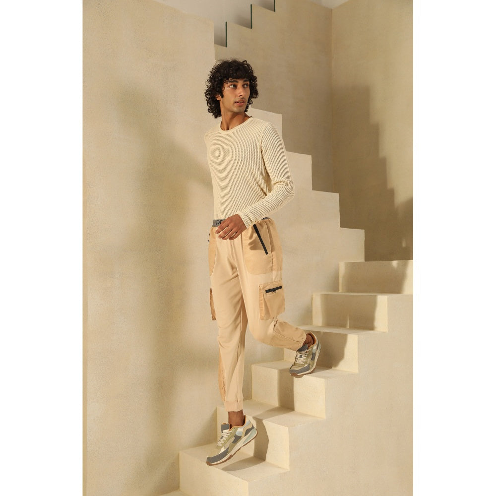 PRIMAL GRAY Beige Polyester Cargo Pants
