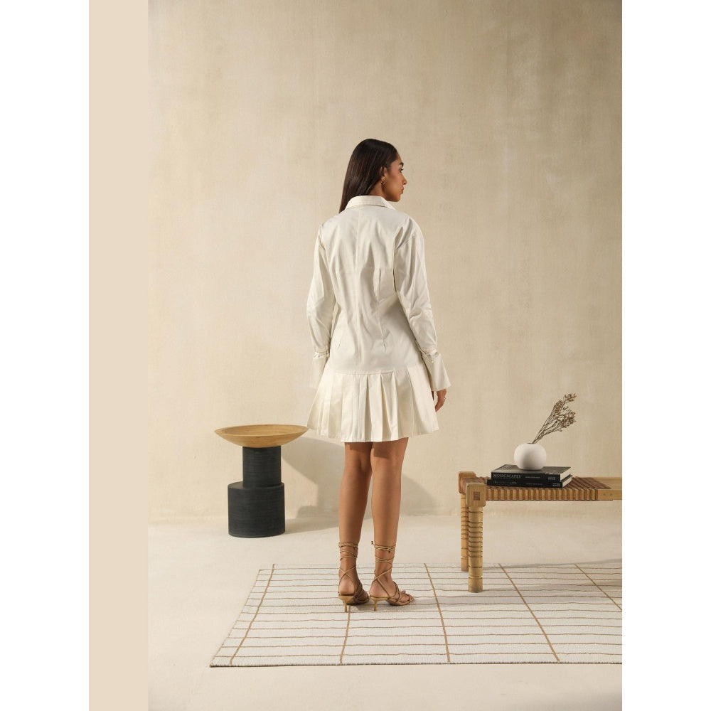 PRIMAL GRAY White Organic Cotton Solid Mini Shirt Dress