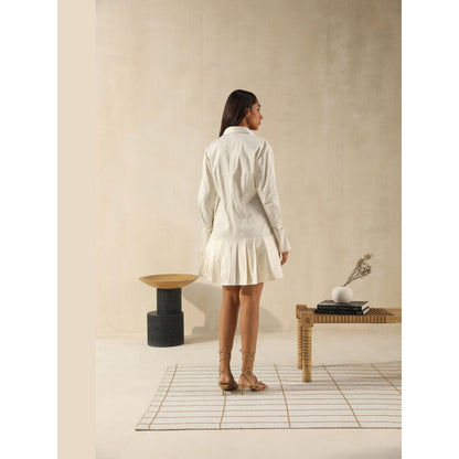 PRIMAL GRAY White Organic Cotton Solid Mini Shirt Dress