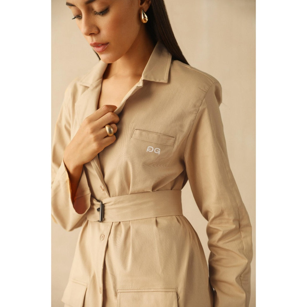 PRIMAL GRAY Single-Breasted Oversized Blazer with Belt