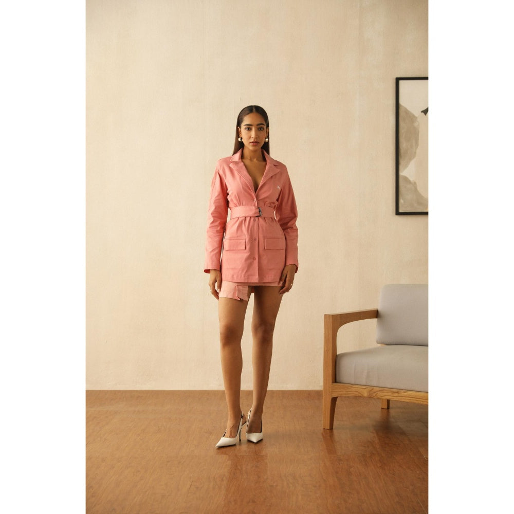 PRIMAL GRAY Single-Breasted Oversized Blazer with Belt