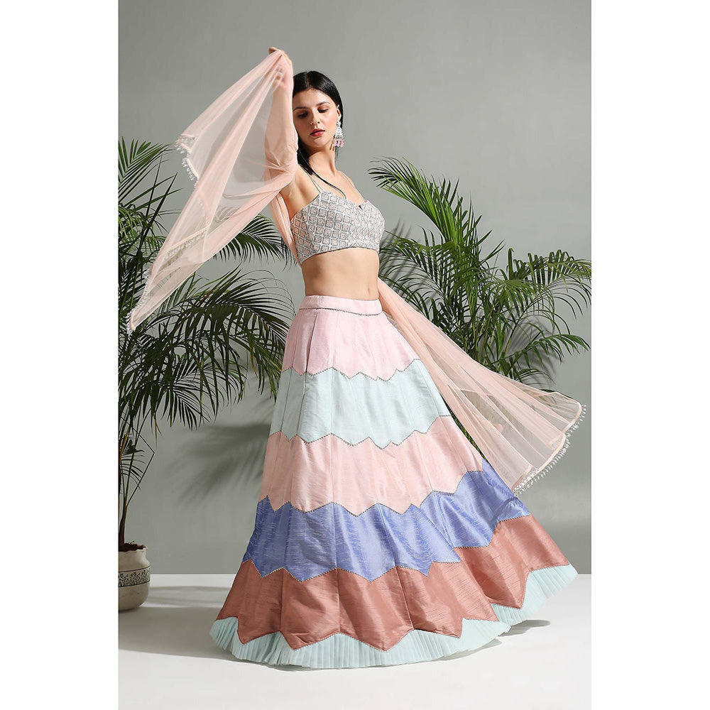 PRITI SAHNI DESIGNS Multicolour Lehenga with Blouse and Dupatta (Set of 3)