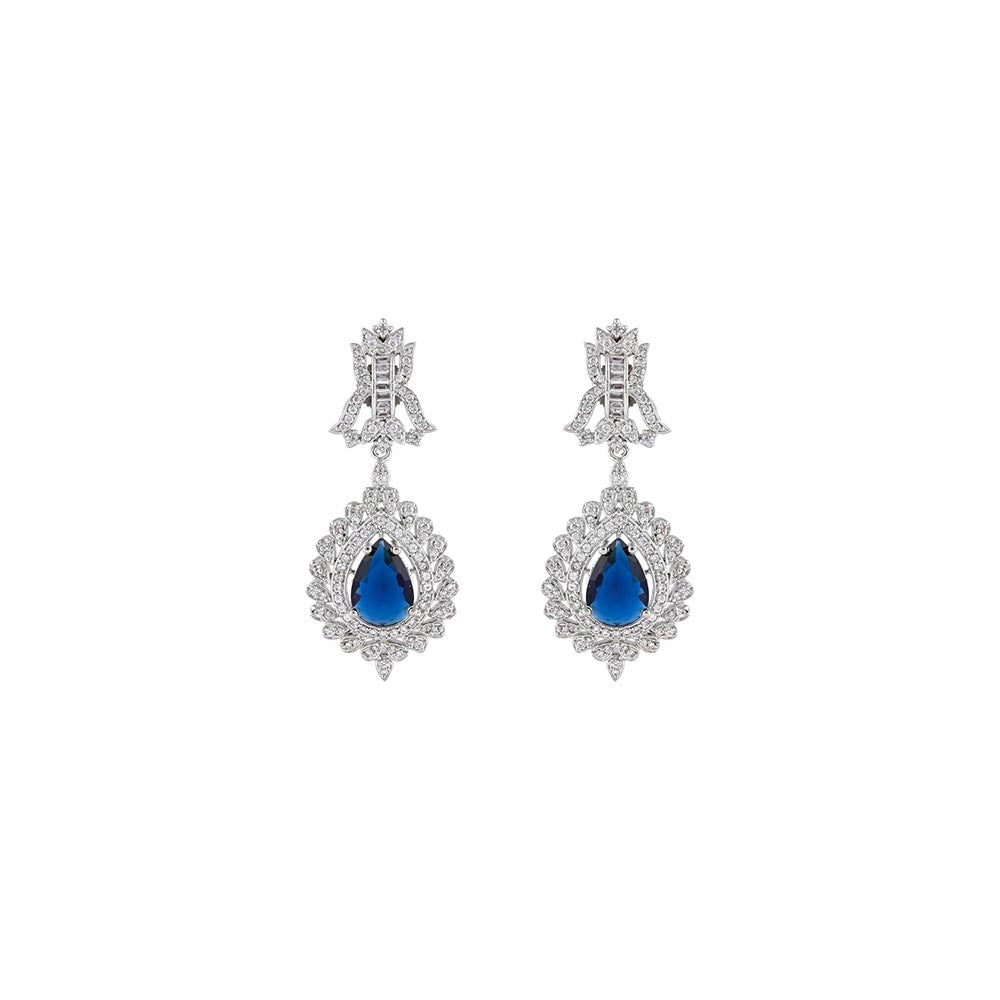 PRIHAN LUXURY Sapphire Diamond Danglers Earrings