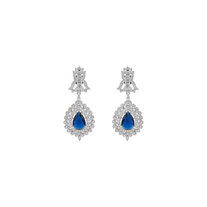 PRIHAN LUXURY Sapphire Diamond Danglers Earrings
