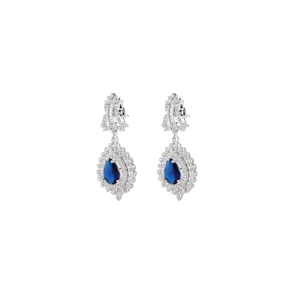 PRIHAN LUXURY Sapphire Diamond Danglers Earrings