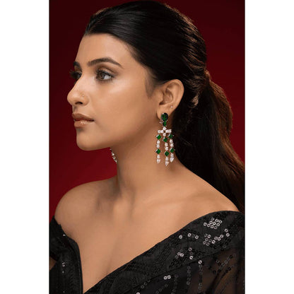 PRIHAN LUXURY Dreamy Emerald Danglers Earrings