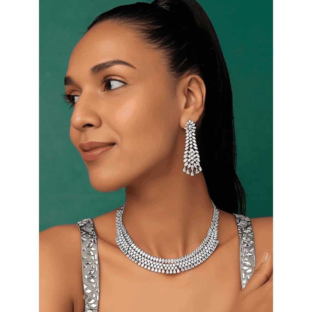 PRIHAN LUXURY White Diamond Delight Jewellery Set