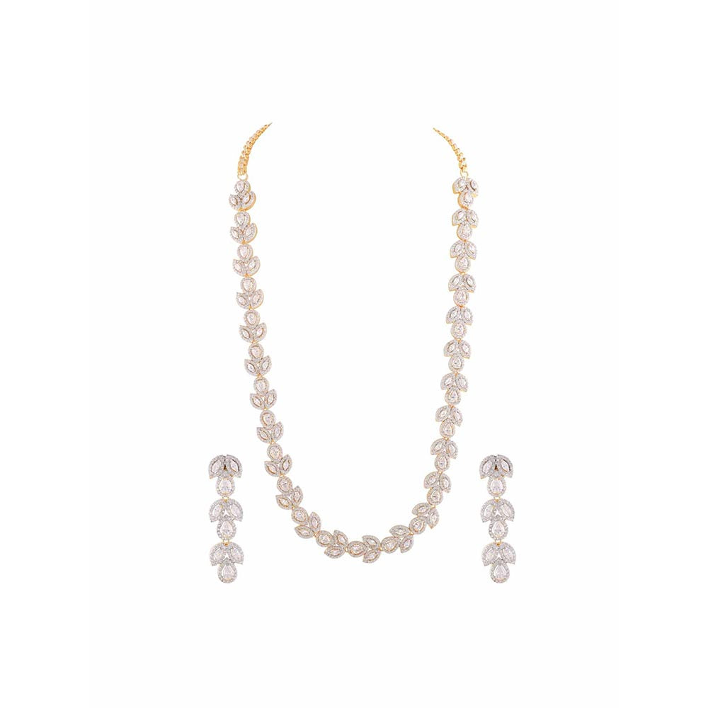 PRIHAN LUXURY White Leafy Affair Jewellery Set