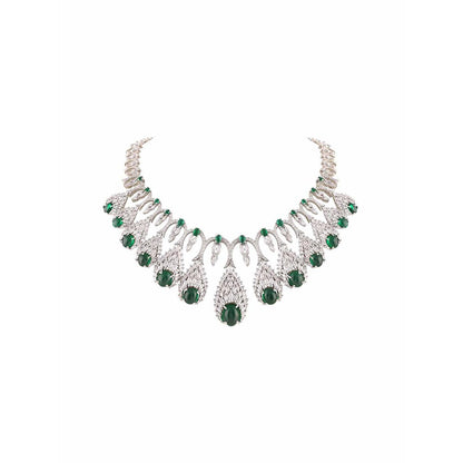 PRIHAN LUXURY White & Green Goddess Jewellery Set