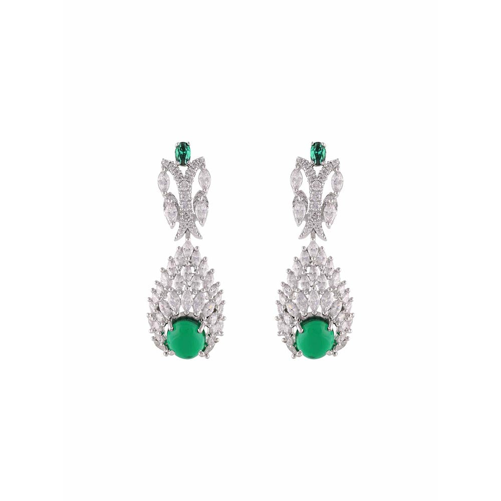 PRIHAN LUXURY White & Green Goddess Jewellery Set