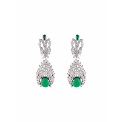 PRIHAN LUXURY White & Green Goddess Jewellery Set