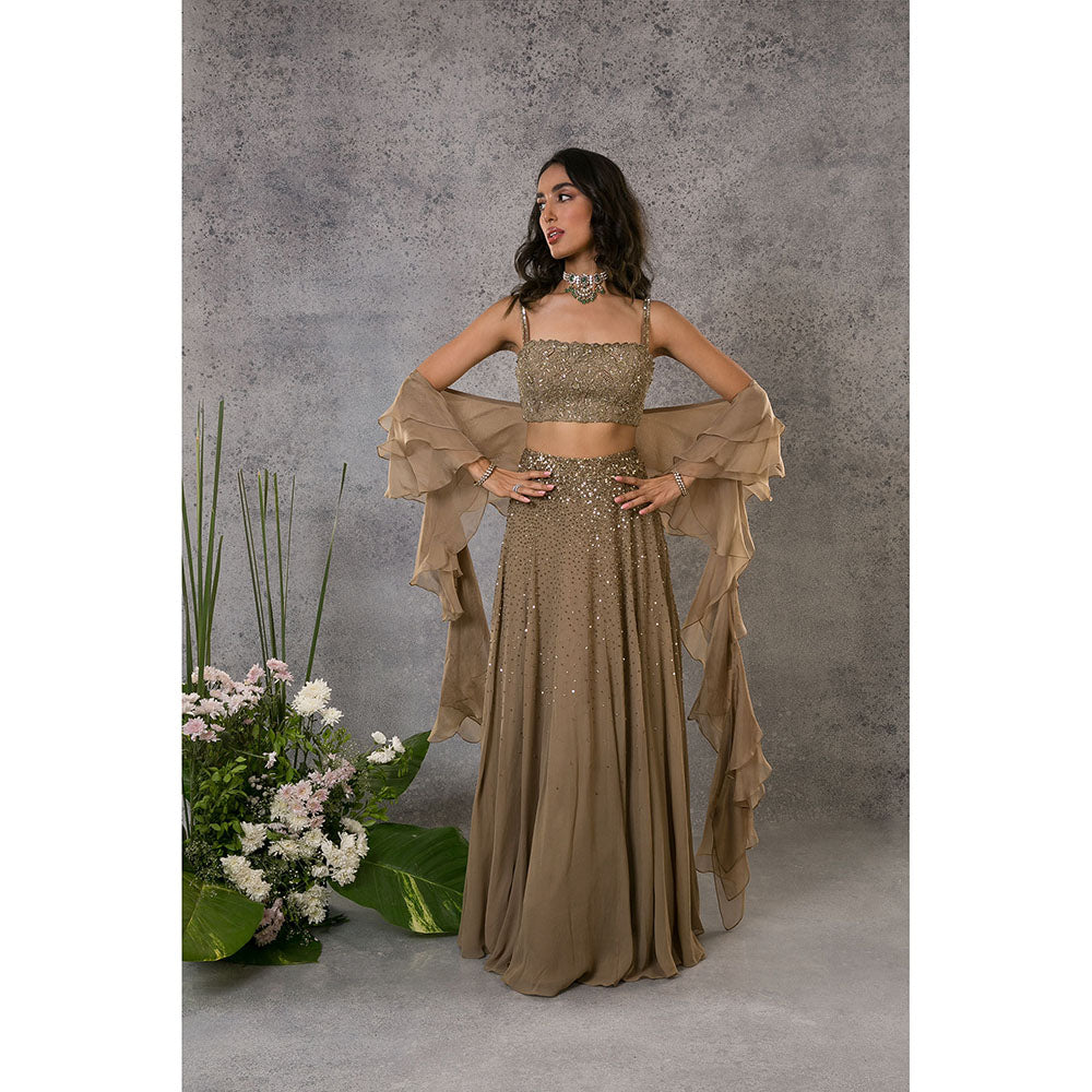 Pritika Vora Gold Sequin Lehenga with Blouse & Dupatta (Set of 3)