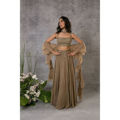 Pritika Vora Gold Sequin Lehenga with Blouse & Dupatta (Set of 3)