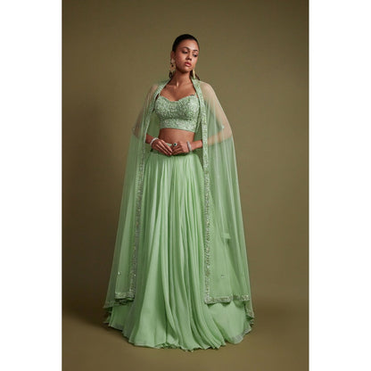 Pritika Vora Pista Green Corset Lehenga with Blouse & Dupatta (Set of 3)
