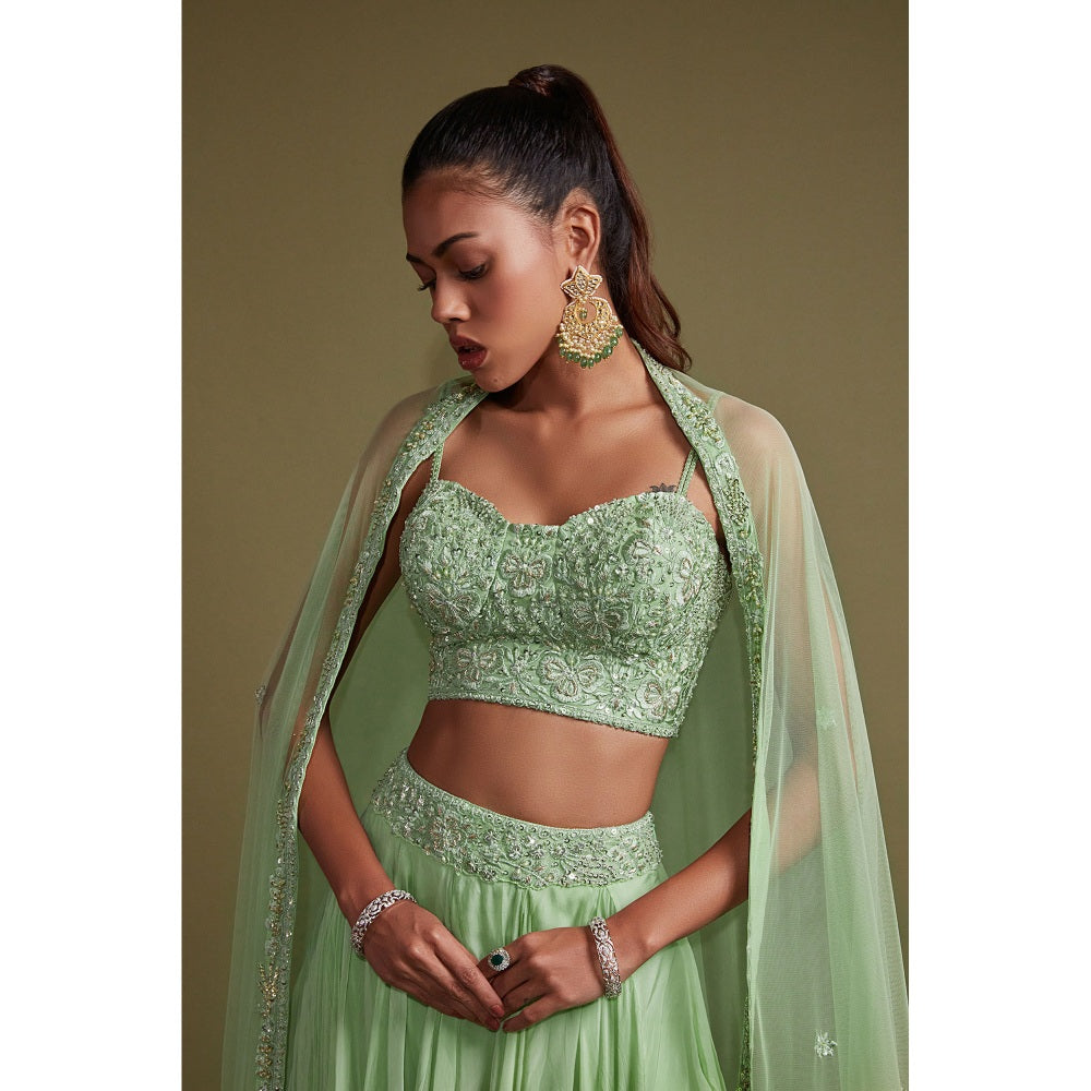 Pritika Vora Pista Green Corset Lehenga with Blouse & Dupatta (Set of 3)