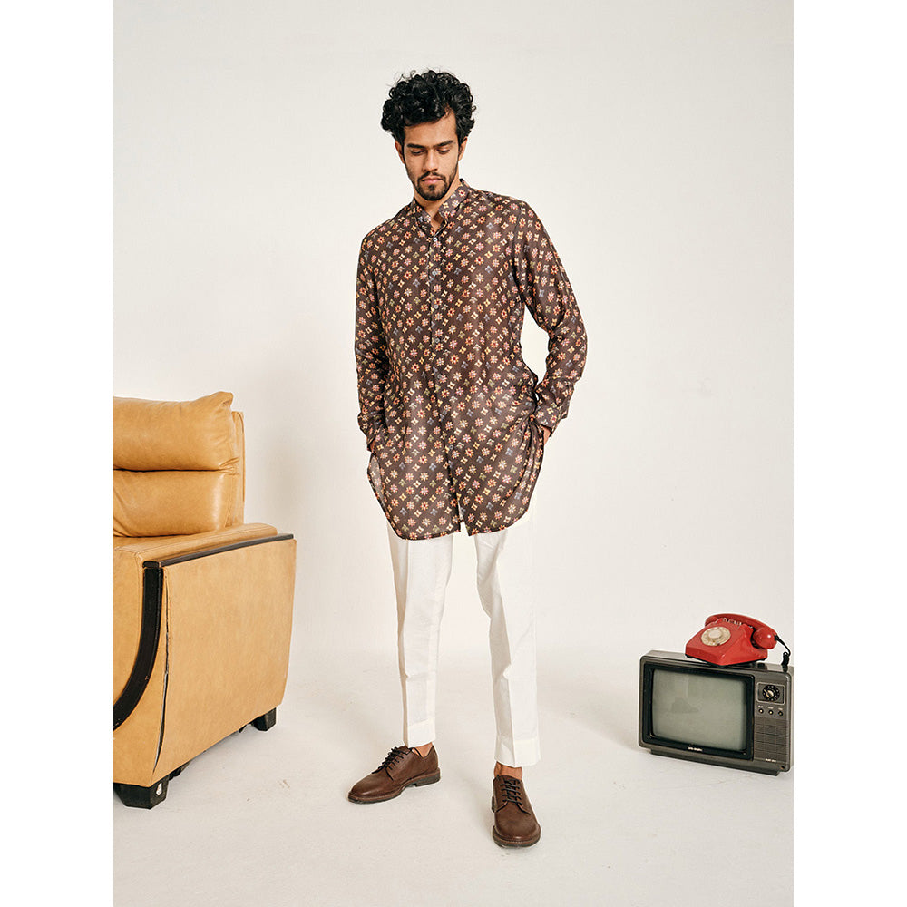 Project Bandi Brown Sitara Malai Cotton Kurta with Pajama (Set of 2)