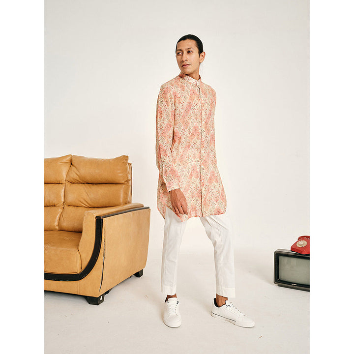 Project Bandi Cream and Peach Gul Malai Cotton Kurta with Pajama (Set of 2)