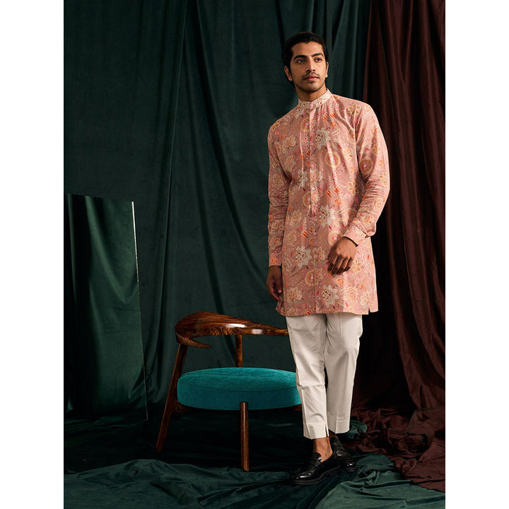 Project Bandi Rose Versailles Cotton Linen Kurta with Cream Pajama (Set Of 2)