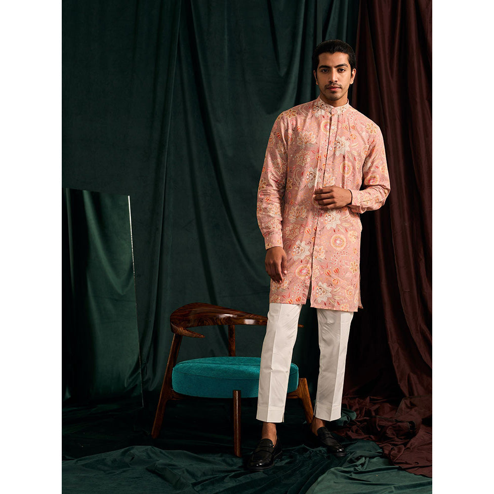 Project Bandi Rose Versailles Cotton Linen Kurta with Cream Pajama (Set Of 2)