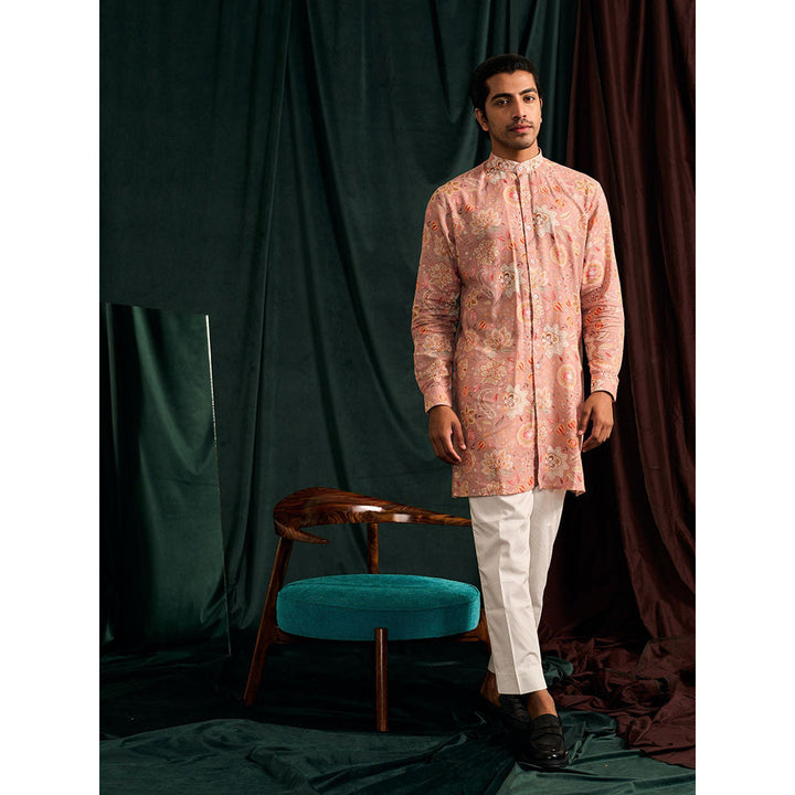 Project Bandi Rose Versailles Cotton Linen Kurta with Cream Pajama (Set Of 2)