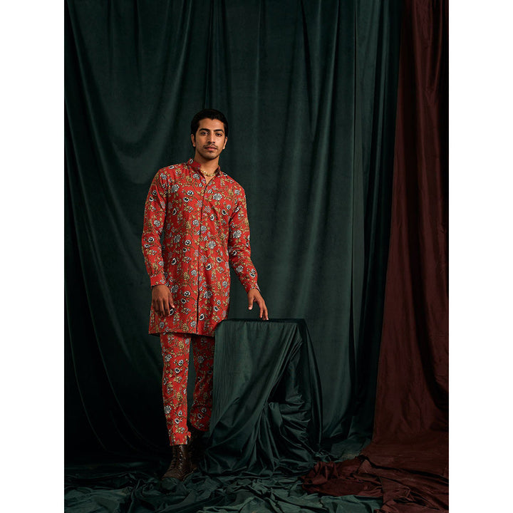 Project Bandi Scarlet Brindavan Cotton Kurta with Printed Pajama (Set Of 2)