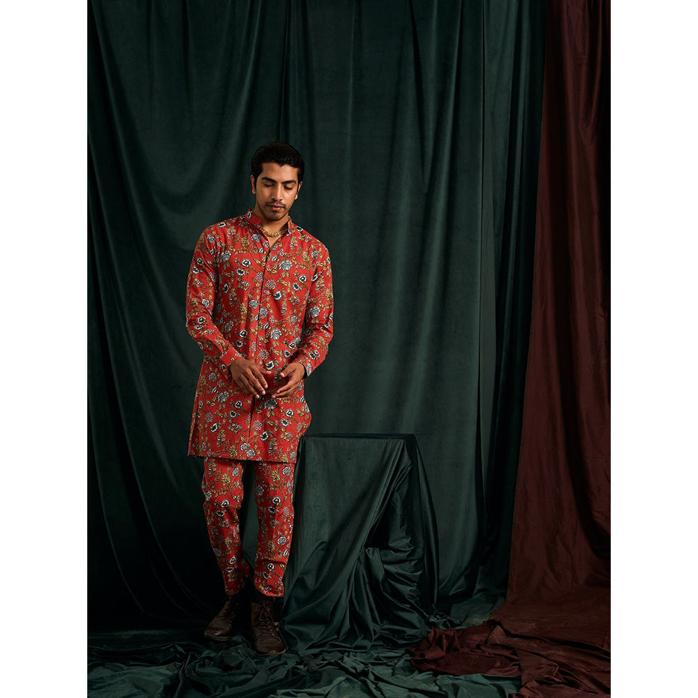 Project Bandi Scarlet Brindavan Cotton Kurta with Printed Pajama (Set Of 2)