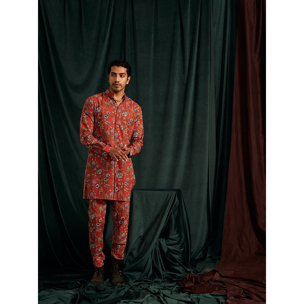 Project Bandi Scarlet Brindavan Cotton Kurta with Printed Pajama (Set Of 2)