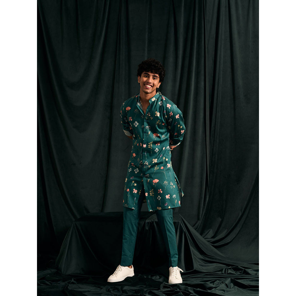Project Bandi Teal Mila Printed Cotton Kurta with Matching Pajama (Set Of 2)