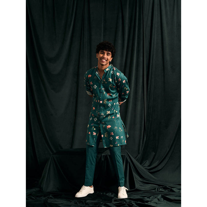 Project Bandi Teal Mila Printed Cotton Kurta with Matching Pajama (Set Of 2)